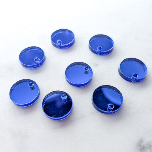 12.5mm or 15mm Blue Mirror Circle Toppers/Studs- Various Pack Sizes