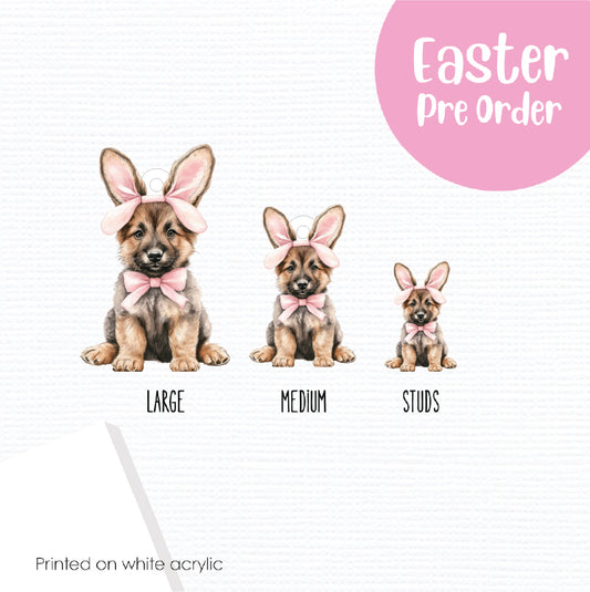Easter Puppy German Shepard printed on White Acrylic