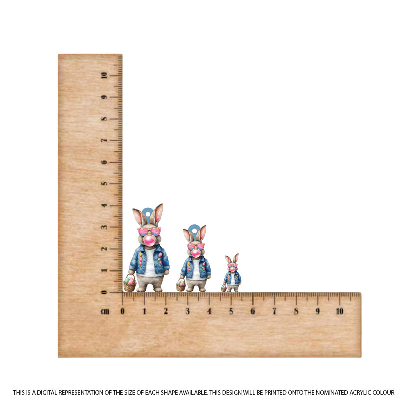 Easter Bunny 13 printed on Muted Blue Acrylic