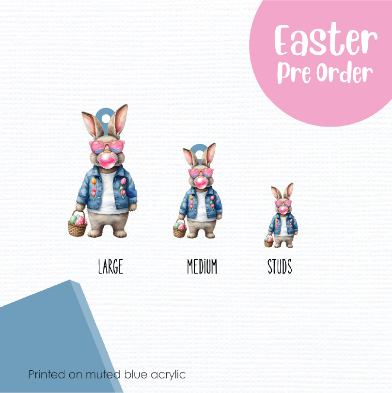 Easter Bunny 13 printed on Muted Blue Acrylic