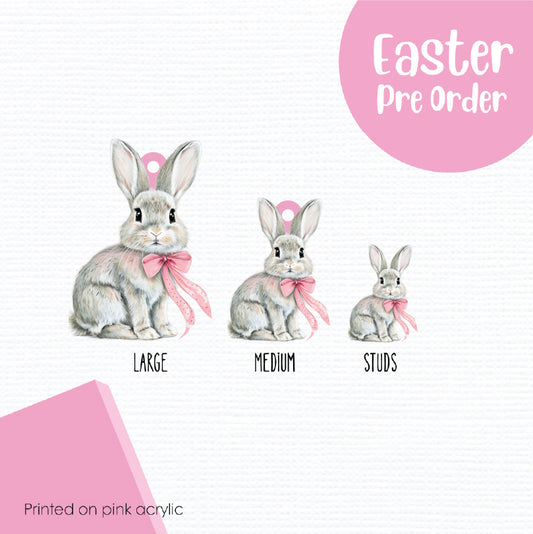 Easter Bunny 6 printed on Pink Acrylic