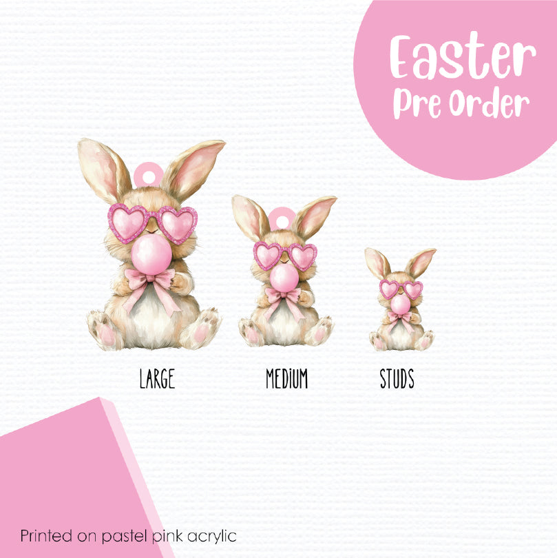 Easter Bunny 8 printed on Pastel Pink Acrylic