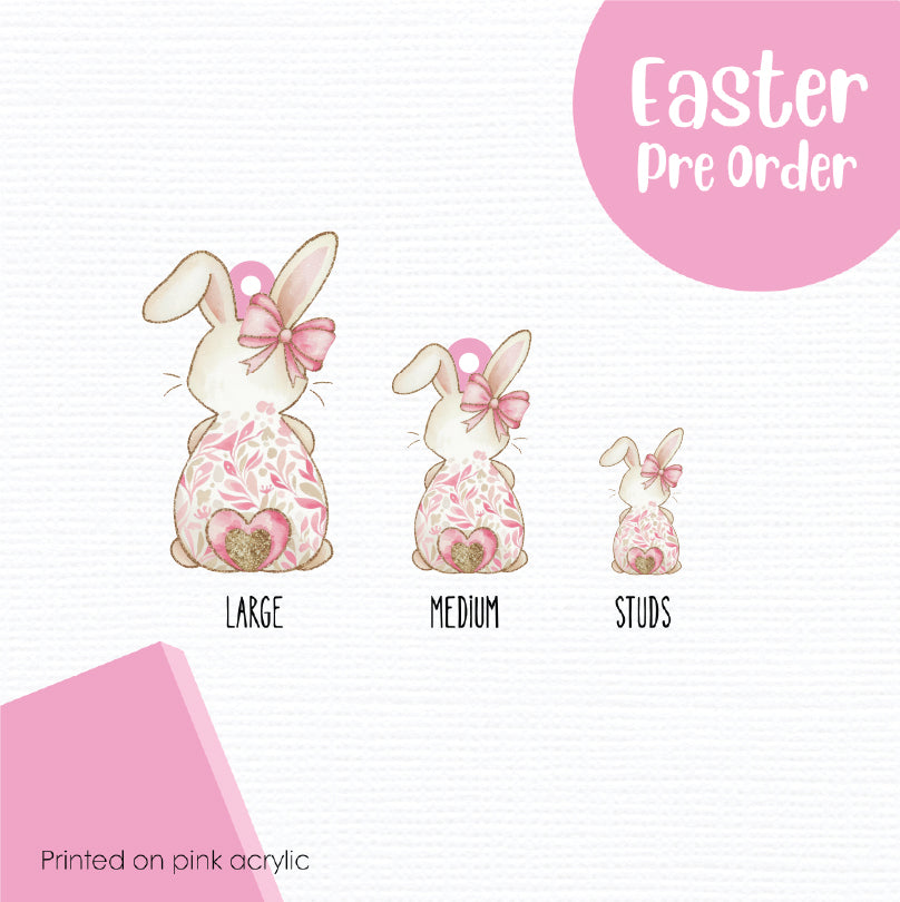 Easter Bunny Bums 2 printed on Pink Acrylic