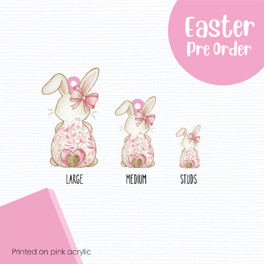 Easter Bunny Bums 2 printed on Pink Acrylic