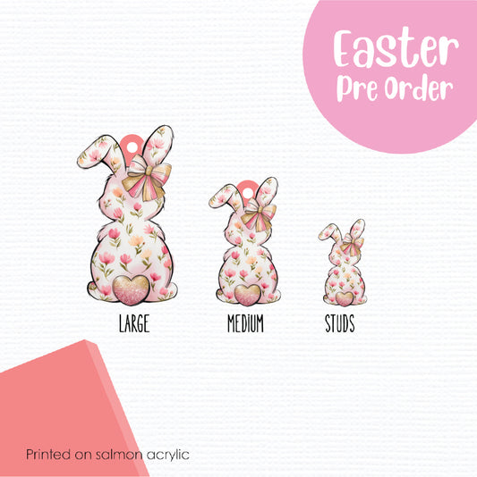 Easter Bunny Bums 4 printed on Salmon Acrylic