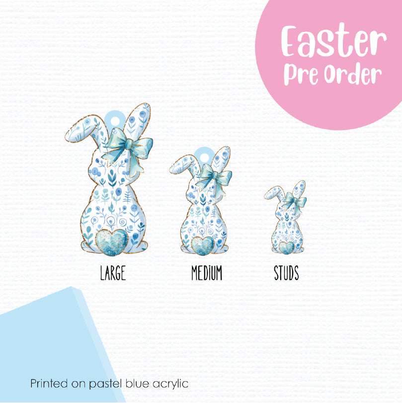 Easter Bunny Bums 5 printed on Pastel Blue Acrylic