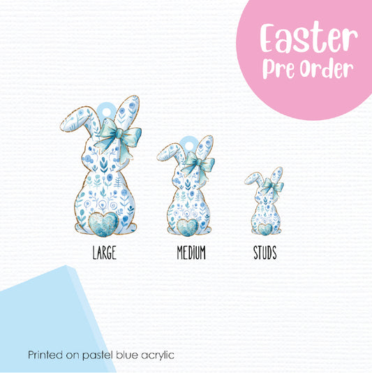 Easter Bunny Bums 5 printed on Pastel Blue Acrylic