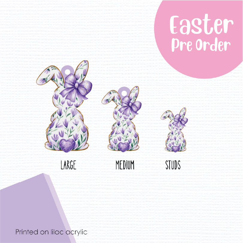 Easter Bunny Bums 7 printed on Lilac Acrylic