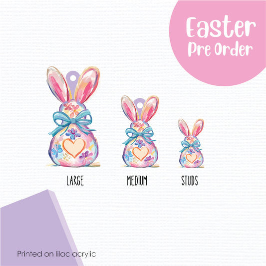 Easter Bunny Bums 8 printed on Lilac Acrylic