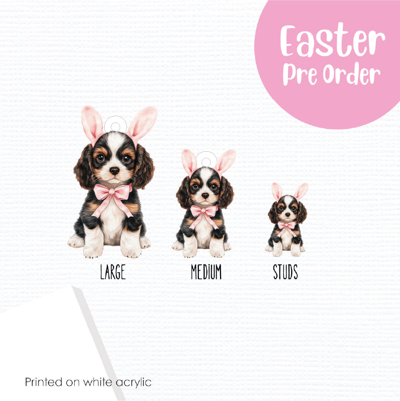 Easter Puppy Cavalier - 2 printed on White Acrylic