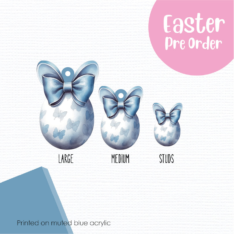Easter Eggs 12 printed on Muted Blue Acrylic