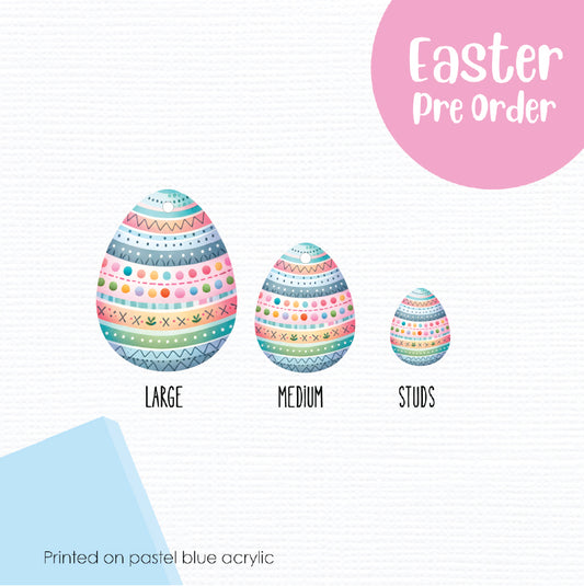 Easter Eggs 17 printed on Pastel Blue Acrylic