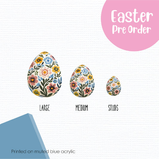 Easter Eggs 18 printed on Muted Blue Acrylic