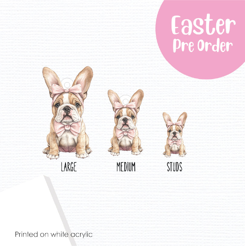 Easter Puppy French Bulldog printed on White Acrylic