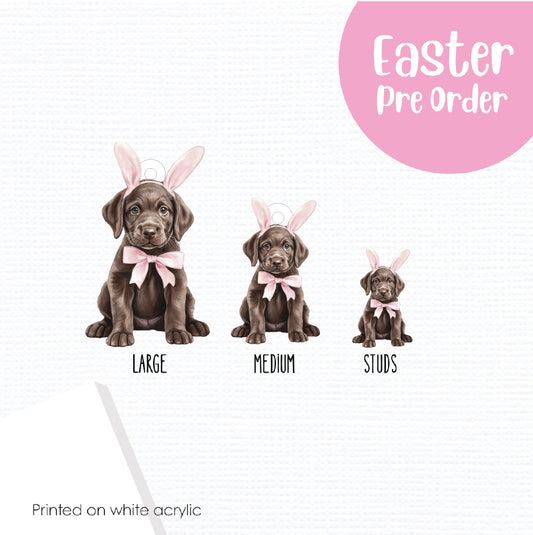 Easter Puppy Labrador printed on White Acrylic