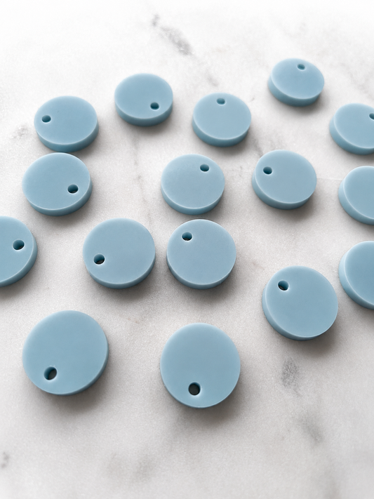 12.5mm or 15mm Eggshell Blue Circle Toppers/Studs- Various Pack Sizes