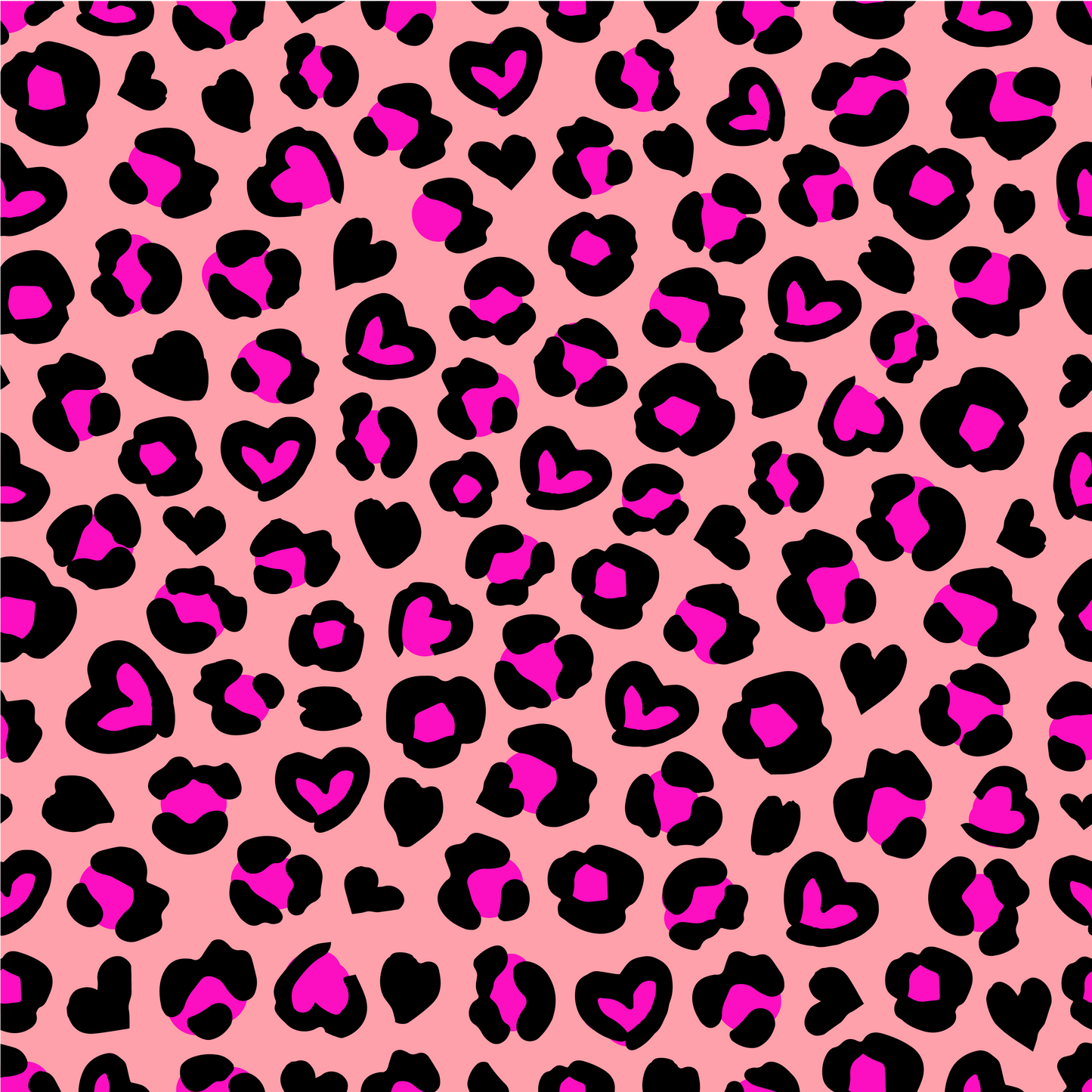 1.5cm Circle - Studs- Clear Acrylic - Heart Leopard - 01