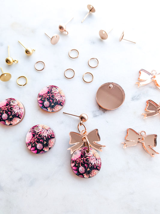 Australian Native Christmas Rose Gold Bauble Bow combo - 1pair (2pcs)