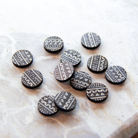 Wood - 15mm Circle- Studs - Transparent print - Picnic - 07