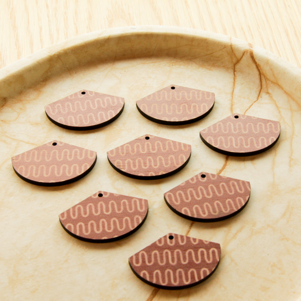 Wood - Fan Shape - 1 Hole - Transparent print - Australiana - 129