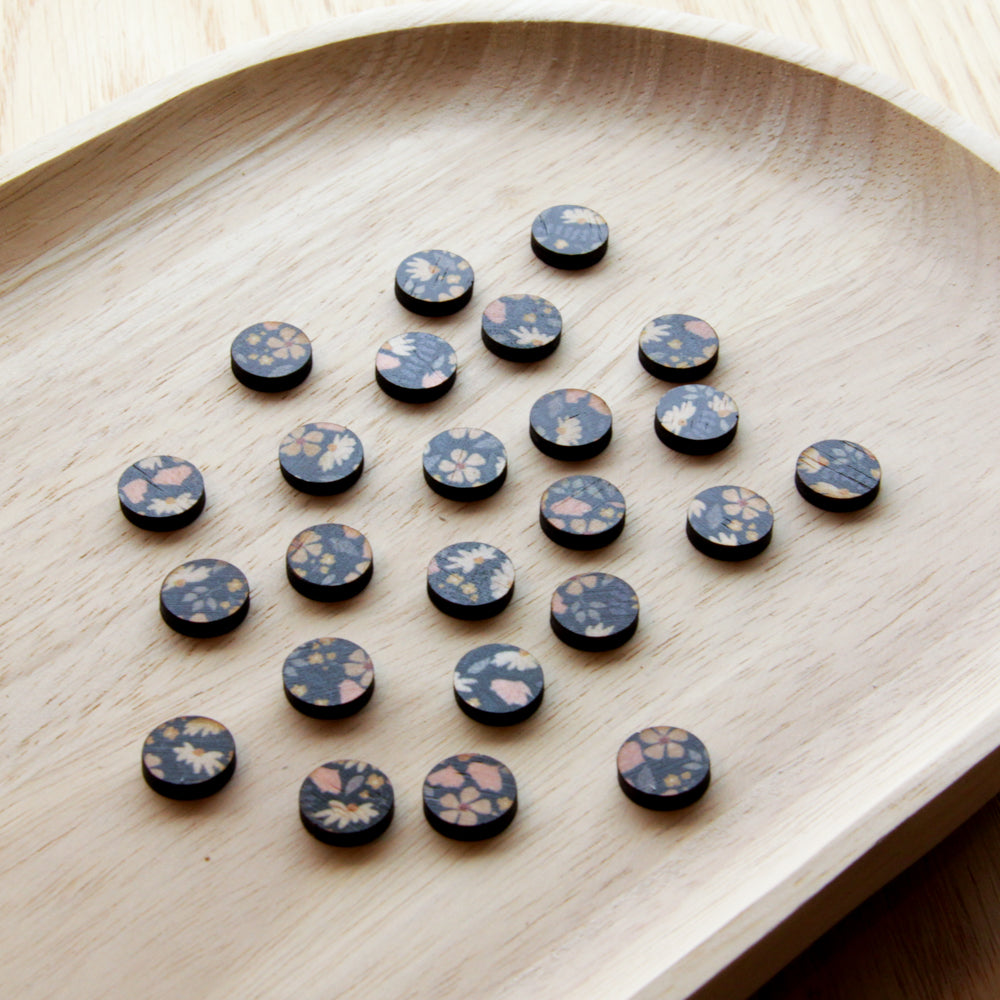Wood - 12mm Circle- Studs - Transparent print - Wild Days - 01