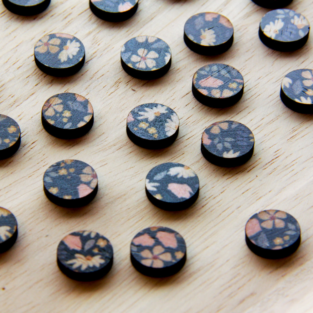 Wood - 12mm Circle- Studs - Transparent print - Wild Days - 01