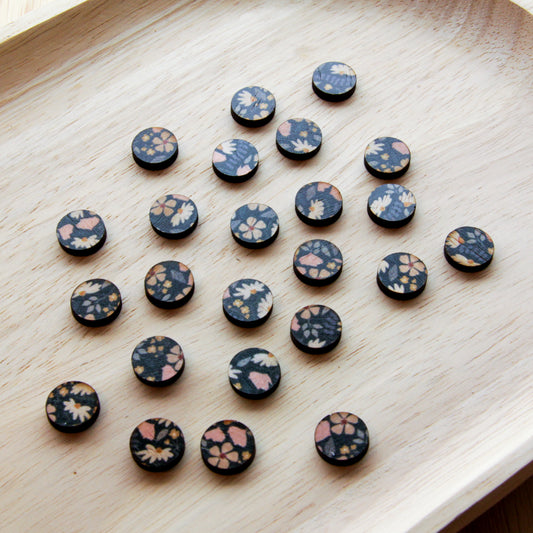 Wood - 12mm Circle- Studs - Transparent print - Wild Days - 01