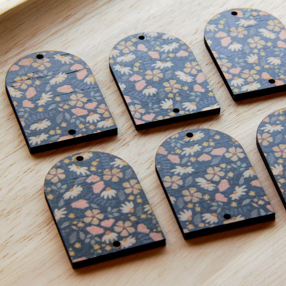 Wood - Arch Shape - 2 Hole -  Transparent print - Wild Days - 01