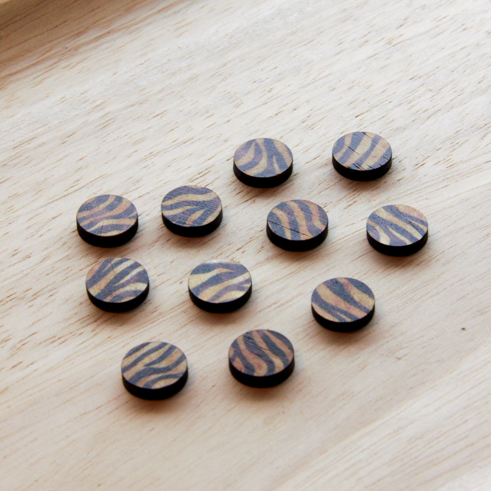 Wood - 12mm Circle- Studs - Transparent print - Safari - 11