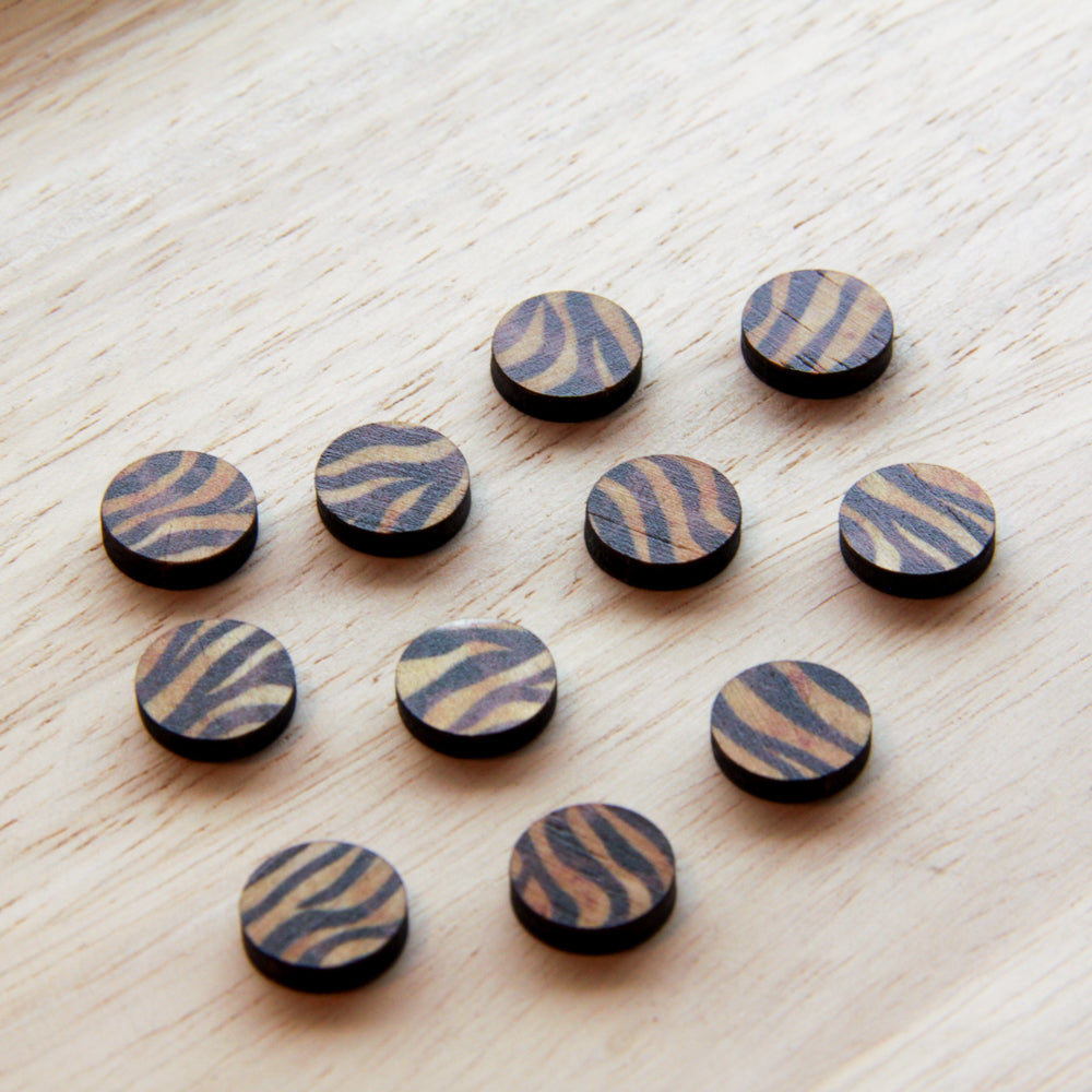 Wood - 12mm Circle- Studs - Transparent print - Safari - 11