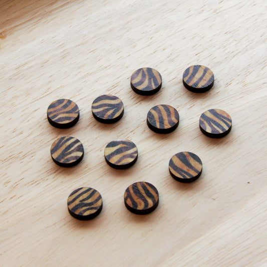 Wood - 12mm Circle- Studs - Transparent print - Safari - 11