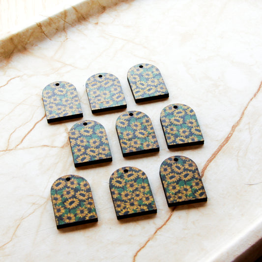 Wood - Small Arch - 1 hole (top) -  Transparent print - Sunflower - 01