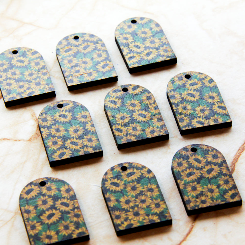 Wood - Small Arch - 1 hole (top) -  Transparent print - Sunflower - 01