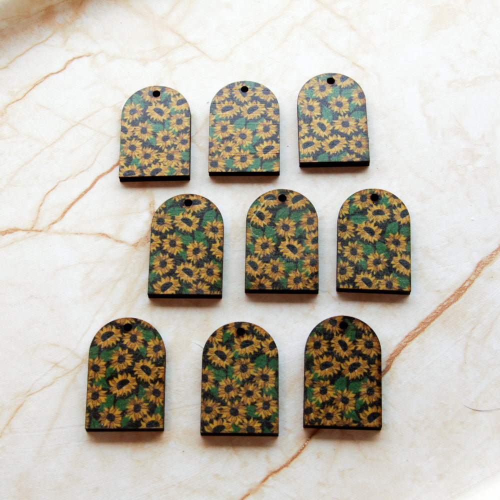 Wood - Small Arch - 1 hole (top) -  Transparent print - Sunflower - 01