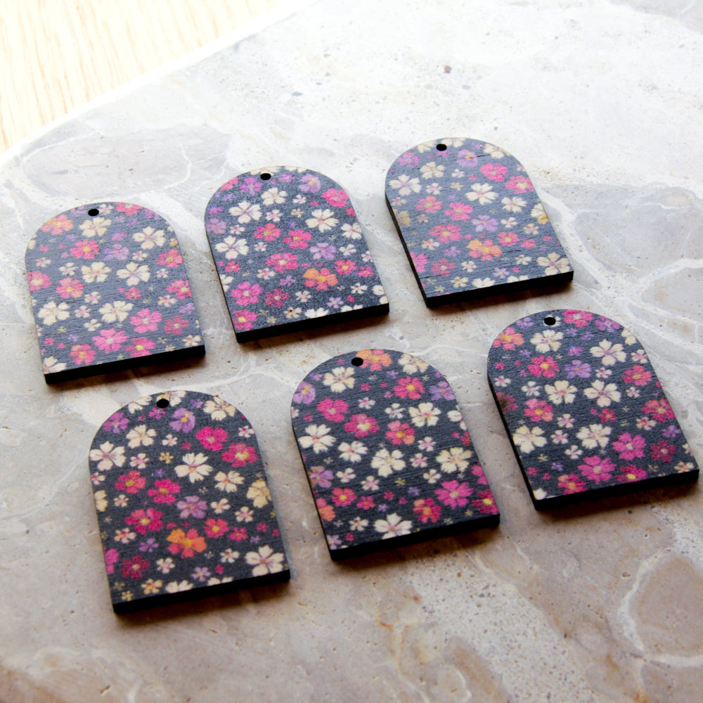 Wood - Arch Shape - 1 Hole -  Transparent print - Blossoming Days - 25