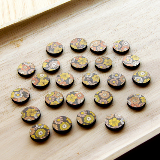 Wood - 15mm Circle- Studs - Transparent print - Groovy - 03