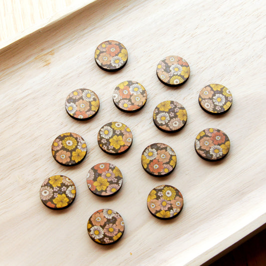 Wood - 20mm Circle- Studs - Transparent print - Groovy - 03