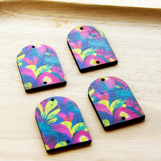 Wood - Arch Shape - 2 Holes -  Transparent print - Summer - 23