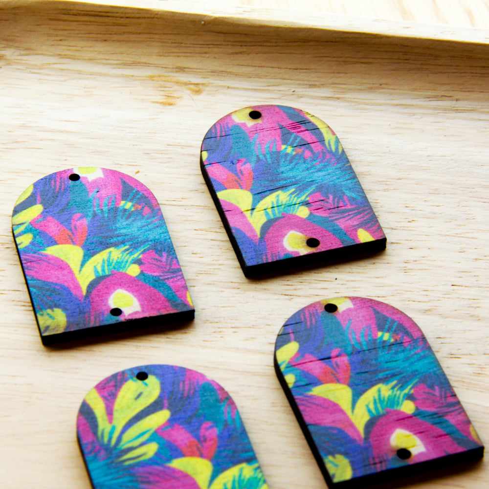 Wood - Arch Shape - 2 Holes -  Transparent print - Summer - 23
