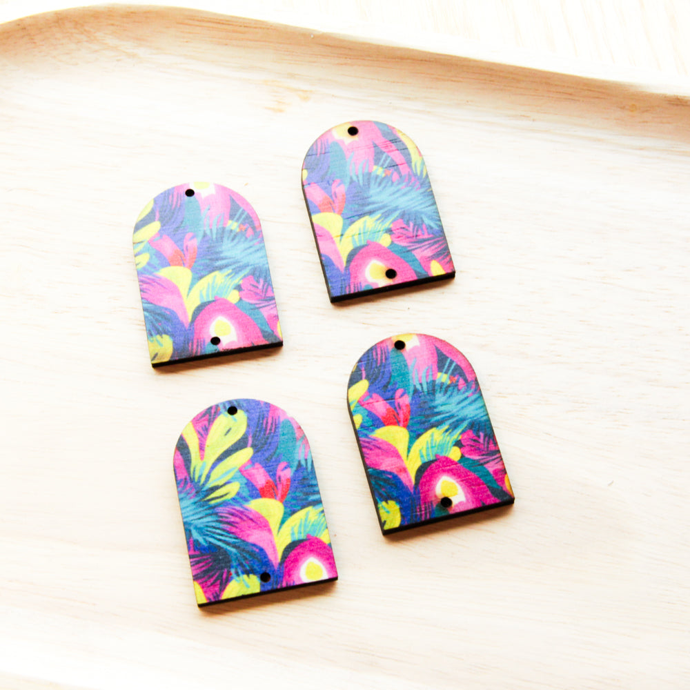 Wood - Arch Shape - 2 Holes -  Transparent print - Summer - 23