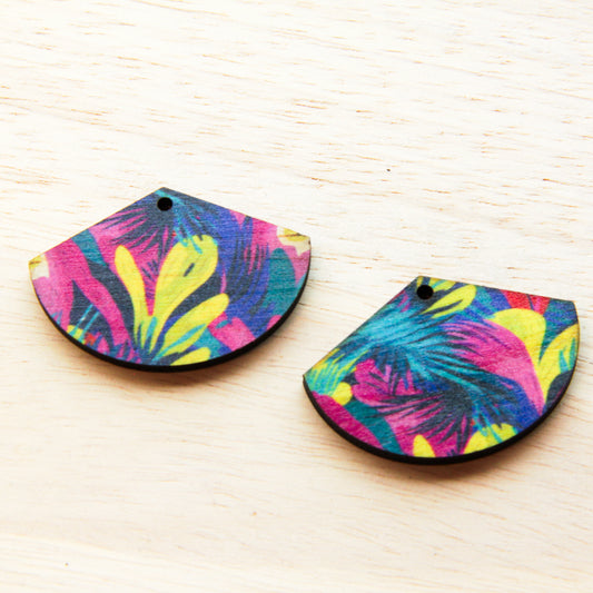 Wood - Fan Shape - 1 Hole - Transparent print - Summer - 23