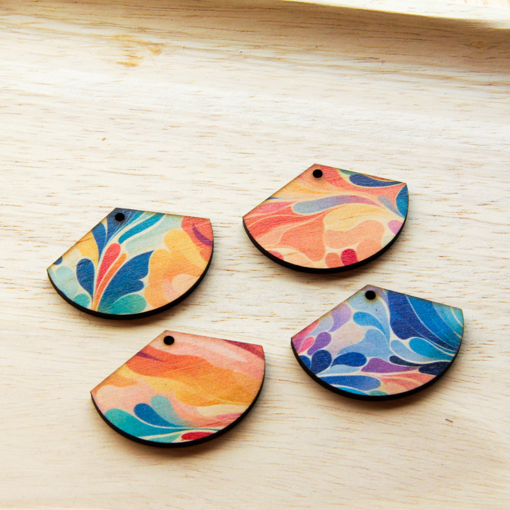 Wood - Fan Shape - 1 Hole - Transparent print - Abstract Art - 03