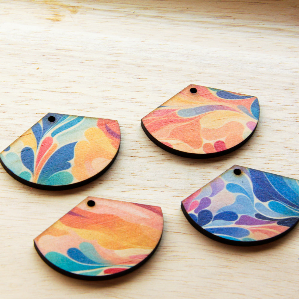 Wood - Fan Shape - 1 Hole - Transparent print - Abstract Art - 03