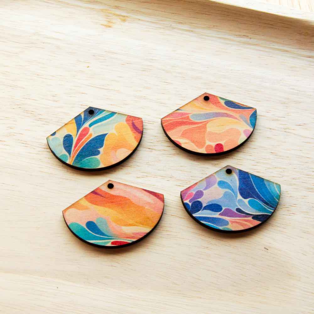 Wood - Fan Shape - 1 Hole - Transparent print - Abstract Art - 03