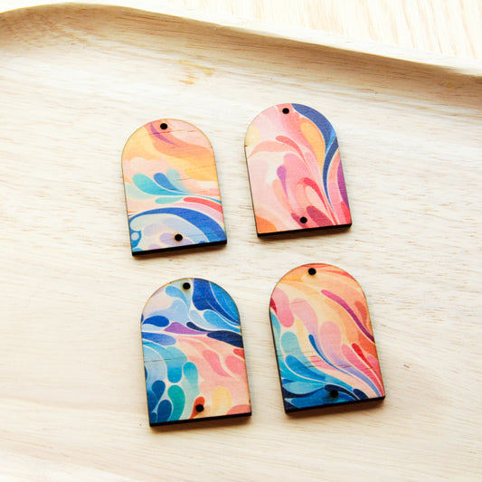 Wood - Arch Shape - 2 Holes -  Transparent print - Abstract Art - 03