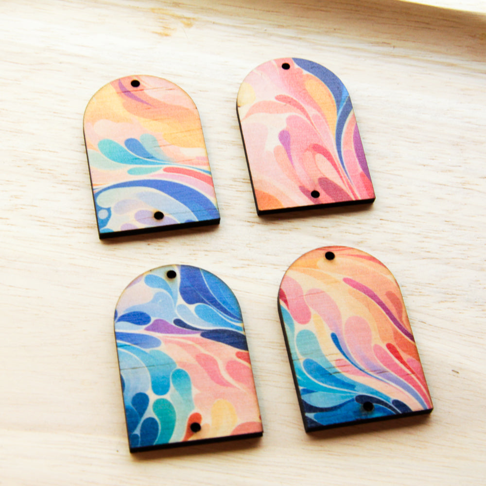 Wood - Arch Shape - 2 Holes -  Transparent print - Abstract Art - 03