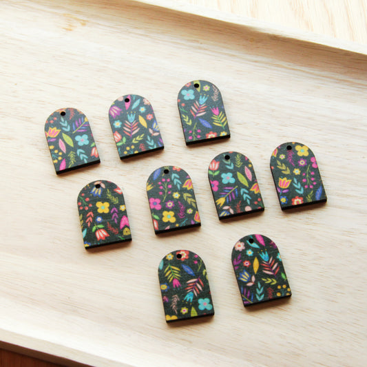 Wood - Small Arch- 1 Hole (top) - Transparent print - Mexican Floral - 01