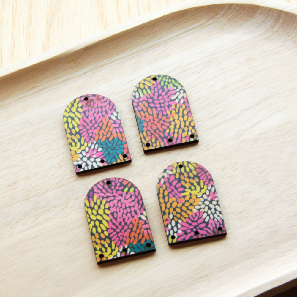 Wood - Arch Shape - 4 Holes -  Transparent print - Summer Nights - 18