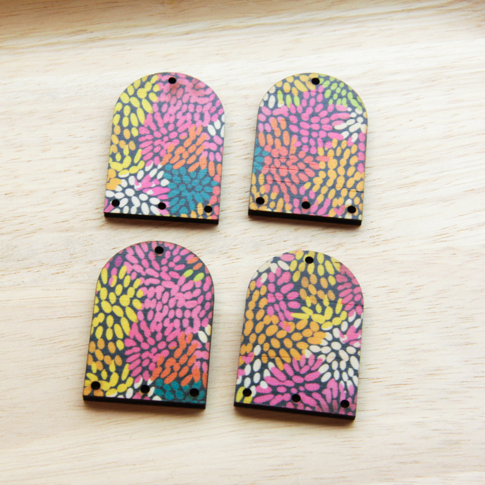 Wood - Arch Shape - 4 Holes -  Transparent print - Summer Nights - 18