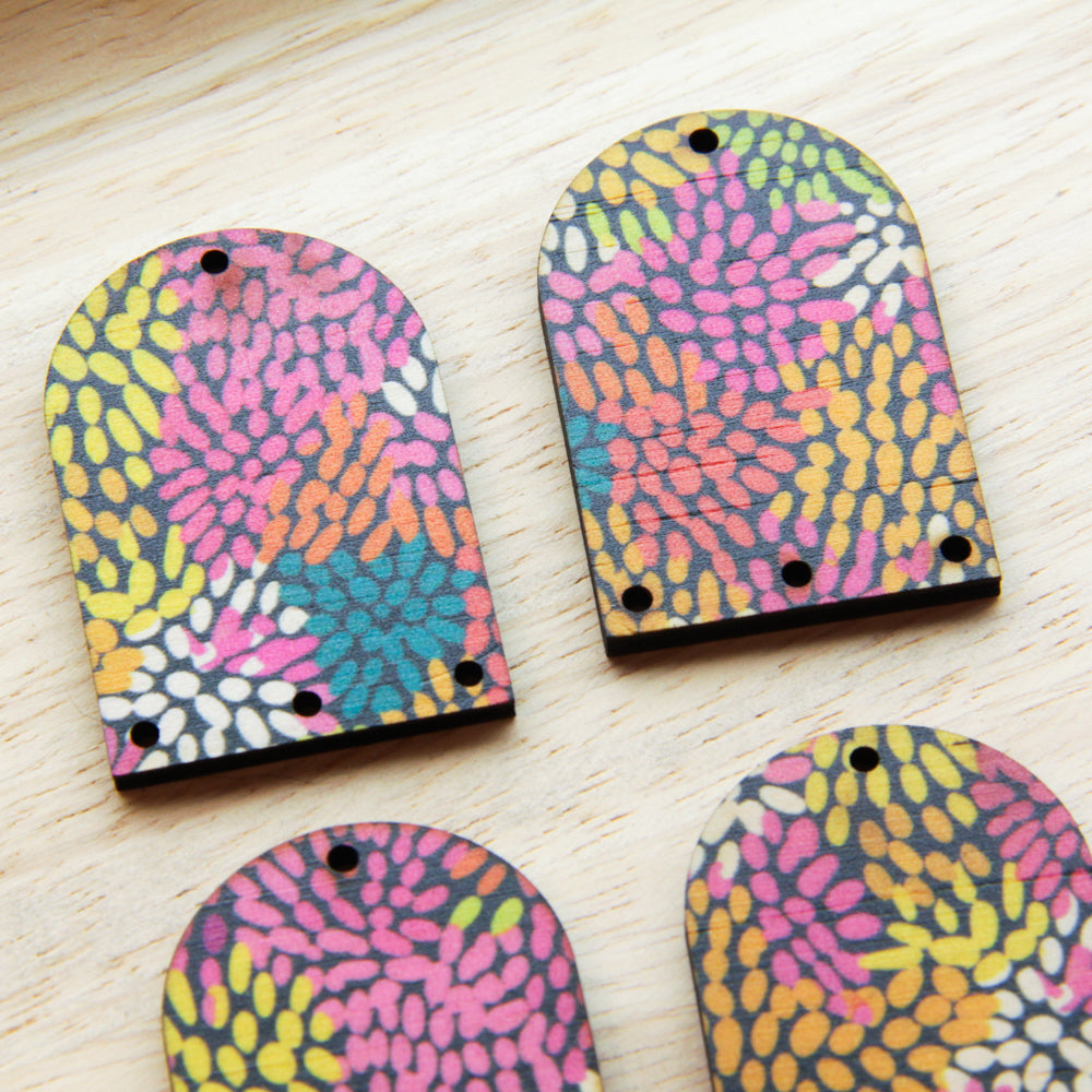 Wood - Arch Shape - 4 Holes -  Transparent print - Summer Nights - 18